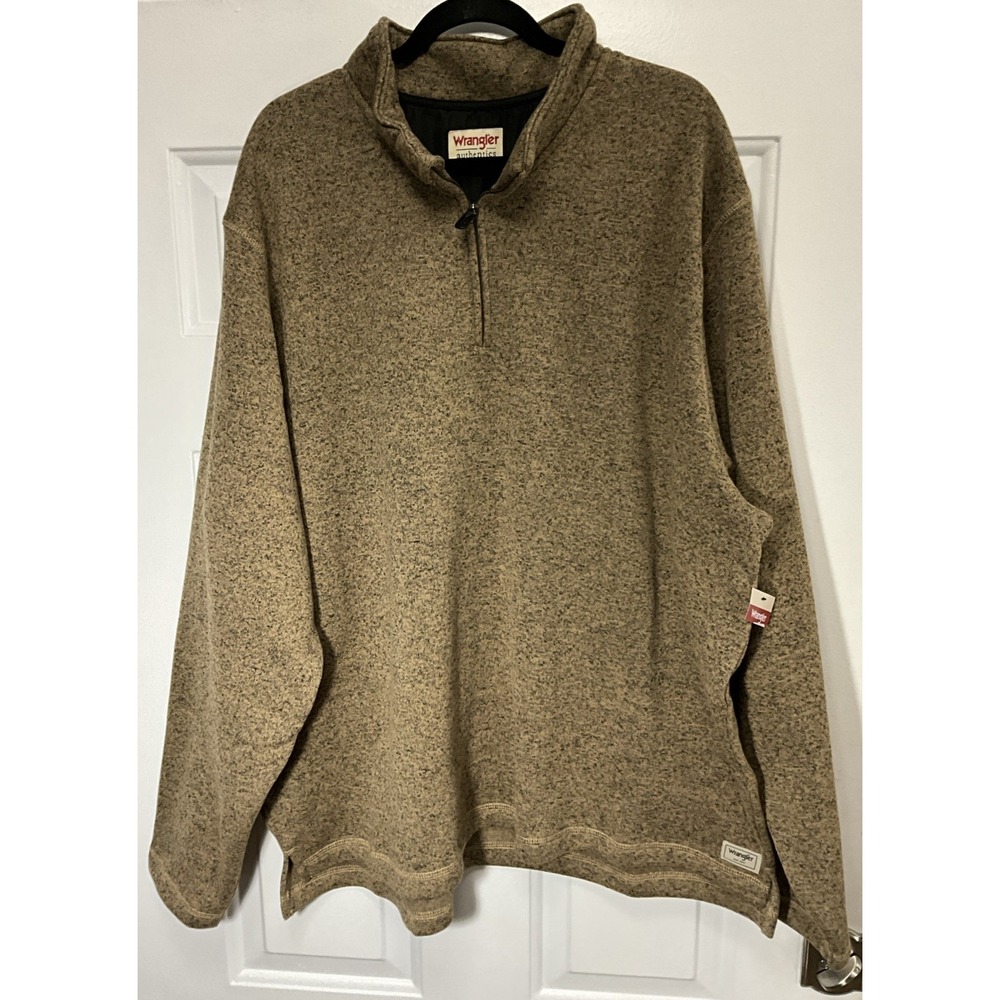 Wrangler Long Sleeve Fleece Quarter-Zip Brown Sweater/Pullover Men's XXL